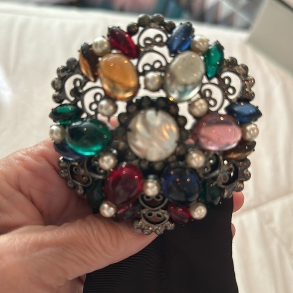 Juliana belt buckle. Vintage Black belt with the stunning buckle. It is metal main image 5